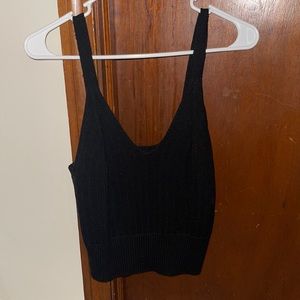 Black Sweater Material Tank Top